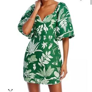 FARM Rio Green and White Mini Dress